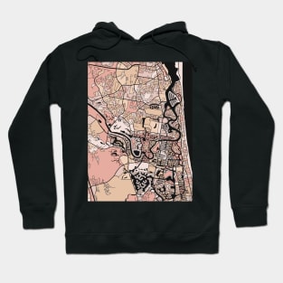 Gold Coast Map Pattern in Soft Pink Pastels Hoodie